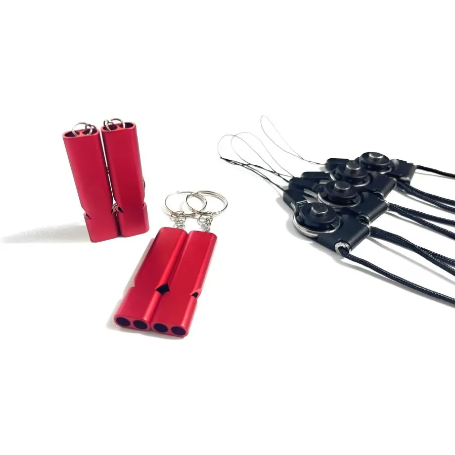 4 عبوات بصوت عال 120 ديسيبل أنبوب مزدوج صافرة الطوارئ سبائك الألومنيوم مقاومة للتآكل صافرة السلامة مع الحبل وسلسلة المفاتيح مثالية fo #1