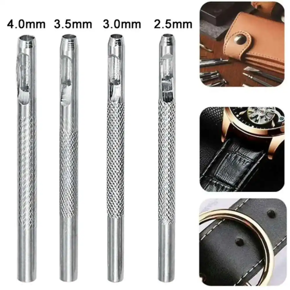 Herramientas de perforación de agujeros de cuero, 1/4 Uds., juegos de agujeros huecos de 2,5-4mm, perforador de agujeros para cinturón de cuero, herramienta de perforación para ropa, herramientas de cuero