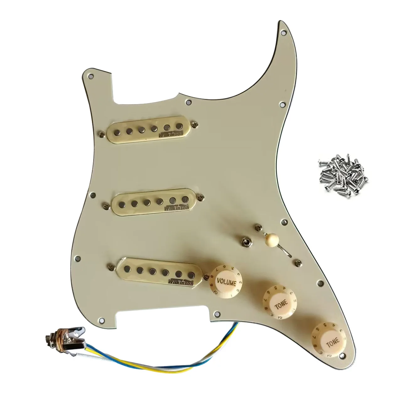 

3-Ply Loaded Prewired Pickguard with SSS Wilkinson Alnico 5 Pickups Set Wiring Harness for Electric Guitar