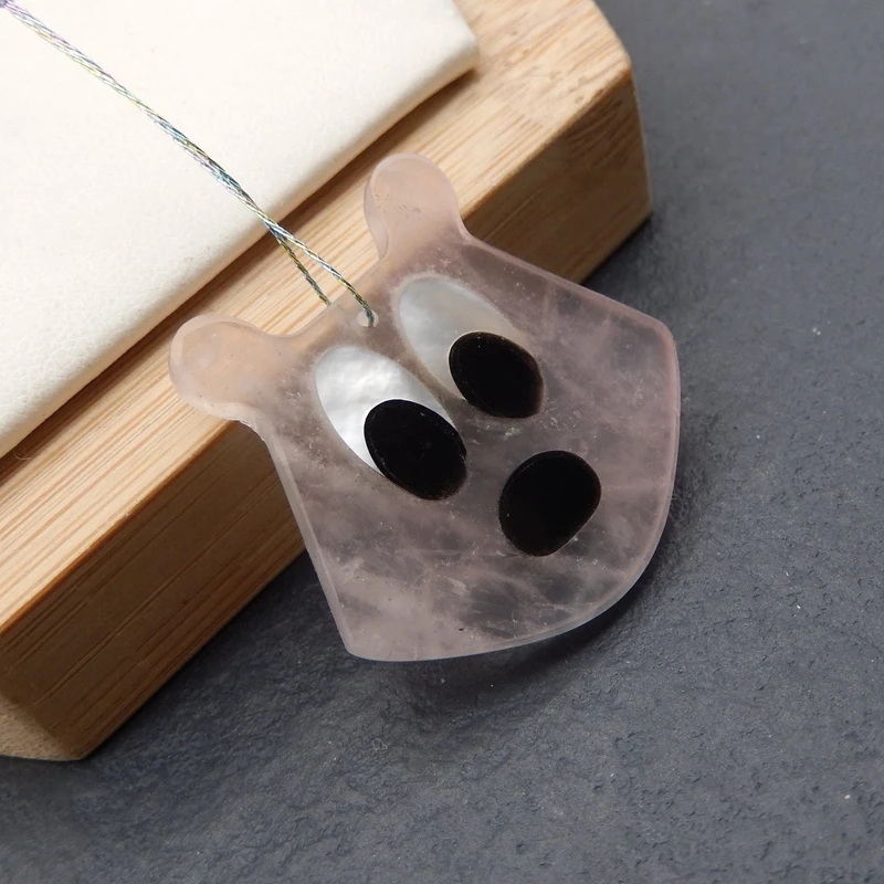 Natural Stone Animal Pendant Bead,Semiprecious Stones Obsidian,Rose Quartz,M.O.P. Pendant Bead Men Women 30x29x3mm 4g