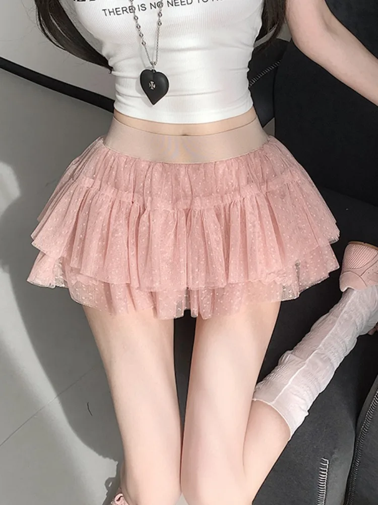 

Summer Me f Skirt Women's Puffy Cake Skirt Polka Dot Skirt Sexy Hot Low Waist Ultra ort Skirt Korean Sle Commute