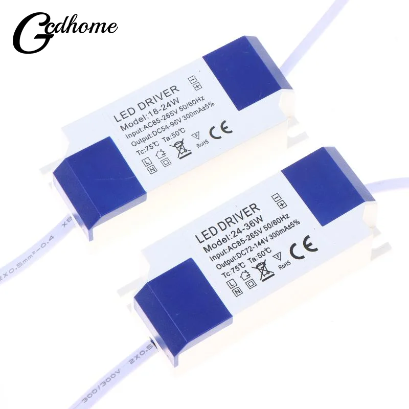 1Pcs Lighting Transformer 85-265V Constant Current Non-Isolated External LED Driver 1-3W 3-5W 4-7W 8-12W 12-18W 18-24W 24-36W