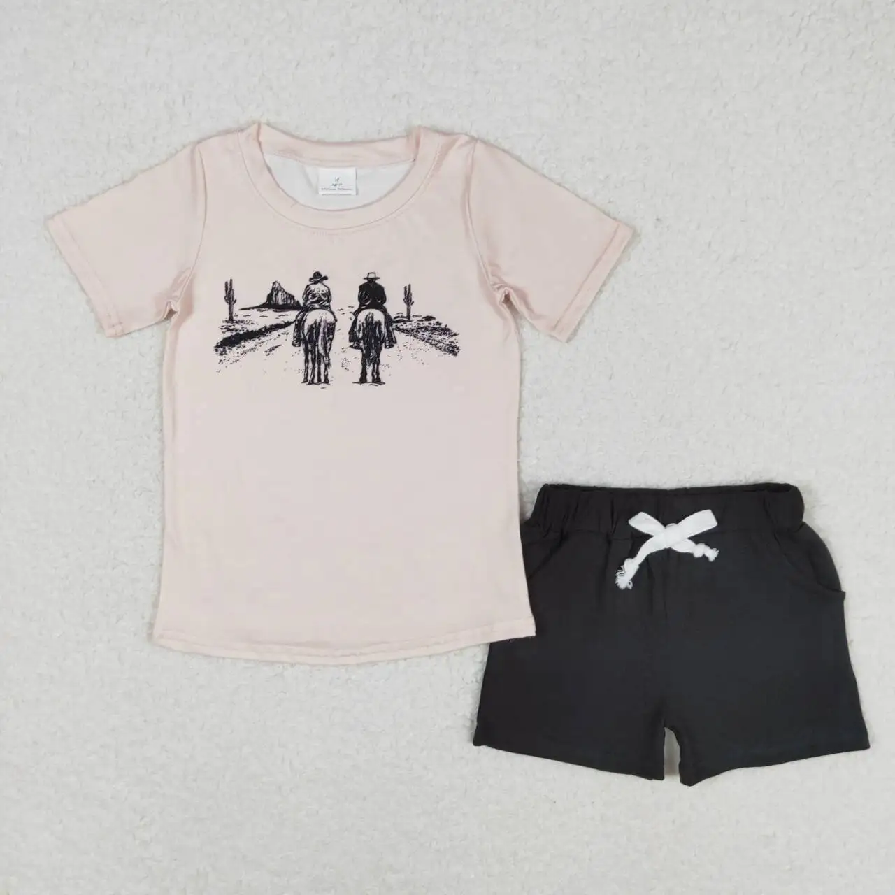 Wholesale Baby Boy Summer Sets Children Short Sleeves Farm Hand Tee T-shirts Toddler Infant Tractor Black Shorts Kids Outfits