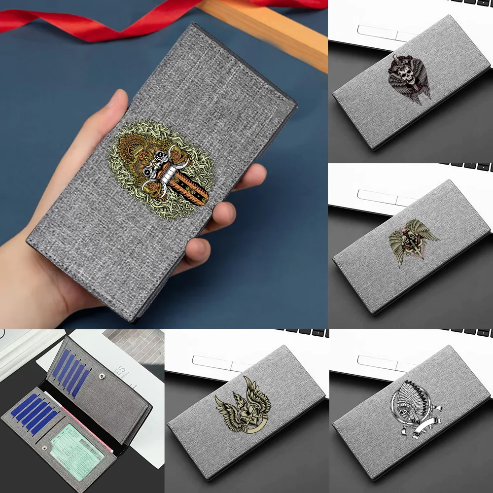 Versatile Unisex Wallet Card Organizer Hand Clutch Portable Storage Bags Skull Pattern Long Wallets for Holiday Long Journey