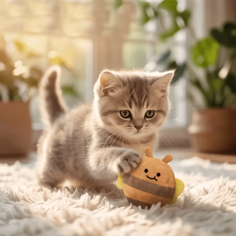 Cute Bee Pet Interactive Bouncing Sound Toy Ball, Dog And Cat Play Boredom Relief Companion Toy,Slow Rebound Pet Play Toy