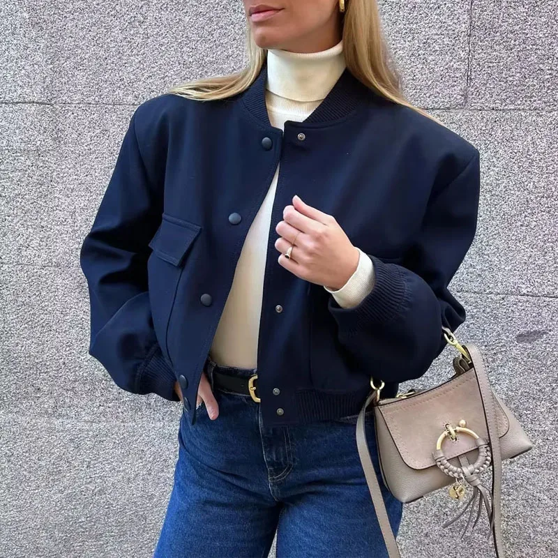 

Autumn Winter New Women Bomber Jacket Long Sleeve Aviator Jackets Female Fashion Short Coats