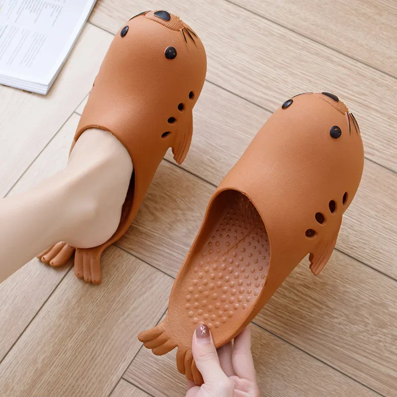 PVC Slippers Fashion Parent-child Seal Baotou Male Cartoon Girl Sandals Couple Bathroom Can Wear Shoes Outside Casual 2023