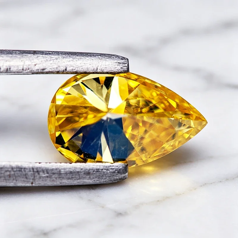 Moissanit-Stein Birnenförmiger Schliff Zitronengelb Charms Edelstein für DIY-Schmuckherstellung Materialien Besteht Diamanttester mit Zertifikat – Detail 6