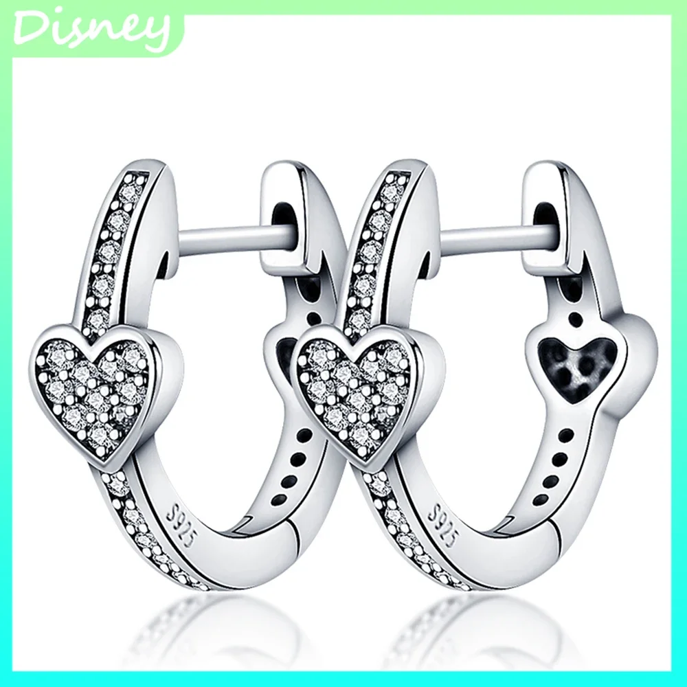 2024 nuevos pendientes de aro de plata con forma de corazón brillante, aptos para pulsera estilo Pandora, fabricación de joyas DIY