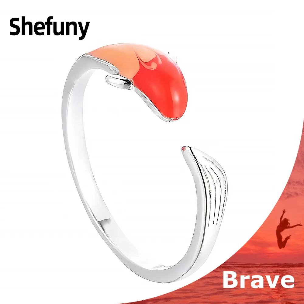 

925 Sterling Silver Lucky Koi Fish Adjustable Finger Rings Colorful Enamel Open Size Ring For Women Fine Jewelry Engagement Gift