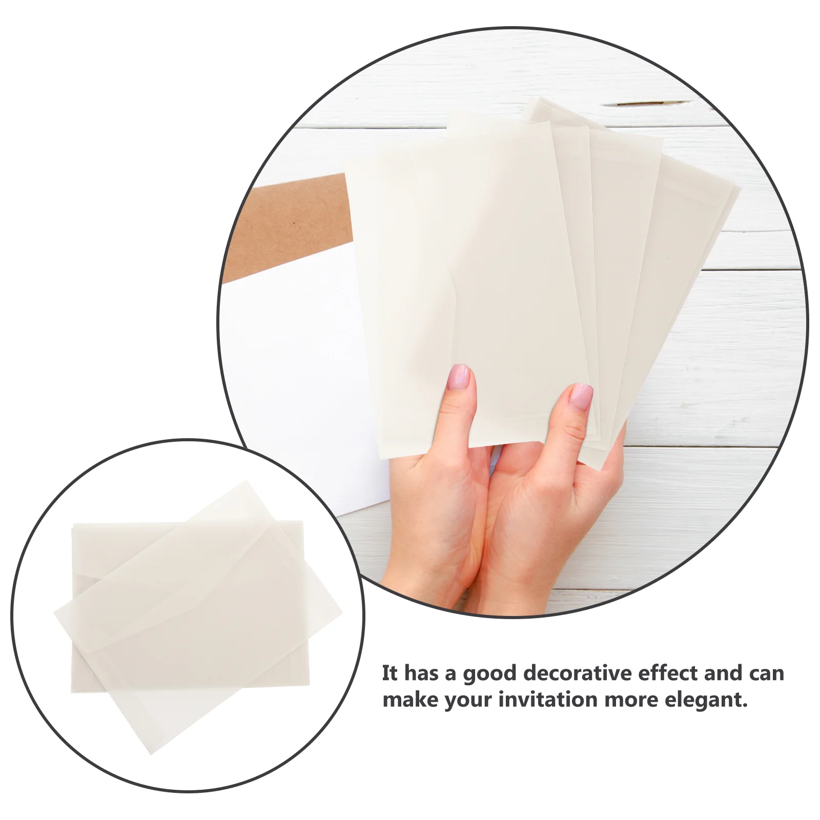 50 Pcs Photo Holder Blank Envelope for Invitation Hand Account White Paper Translucent Holders Cash