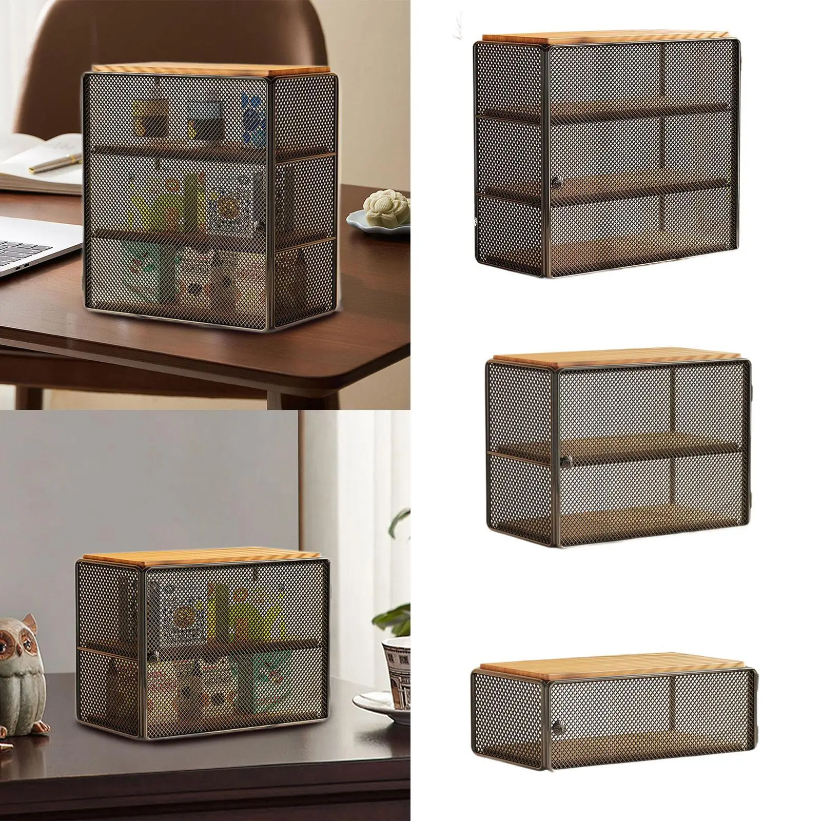 

Desktop Organizer Box Storage Box Rustic Multipurpose Stackable Countertop Organizer Cup Storage Rack for Dressing Table Home