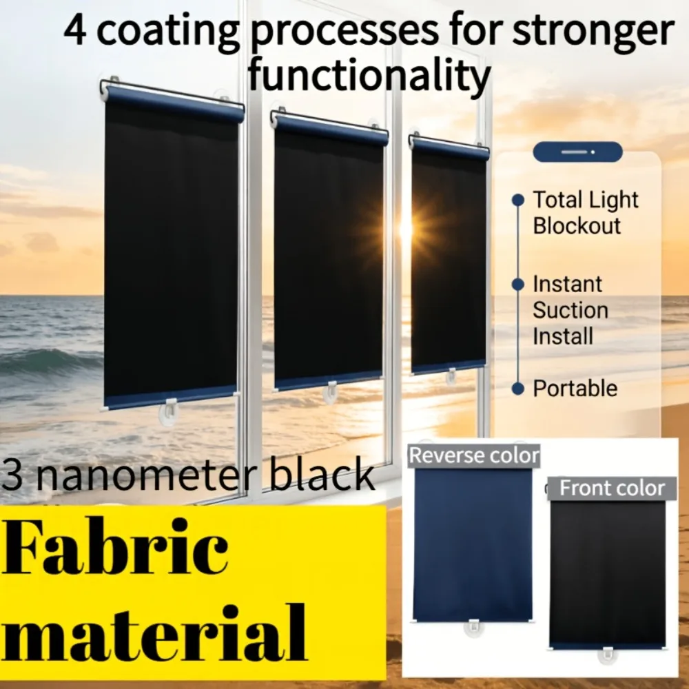 2Roll/piece Cordless Sunshade Curtain Suitable for Bedroom, Living Room, Dining Room, Study, Coffee Shop, Office, Etc