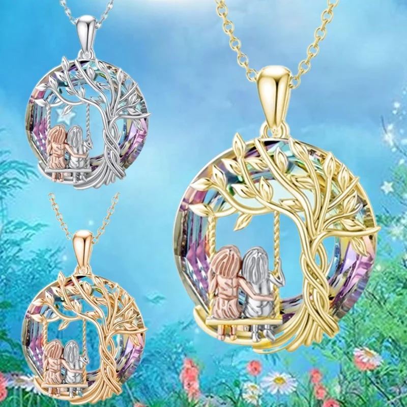 Tree of Life Pendant Crystal Necklace Sister Partner Surprise Gift Necklace Charm Jewelry Accessories Birthday Anniversary Gift