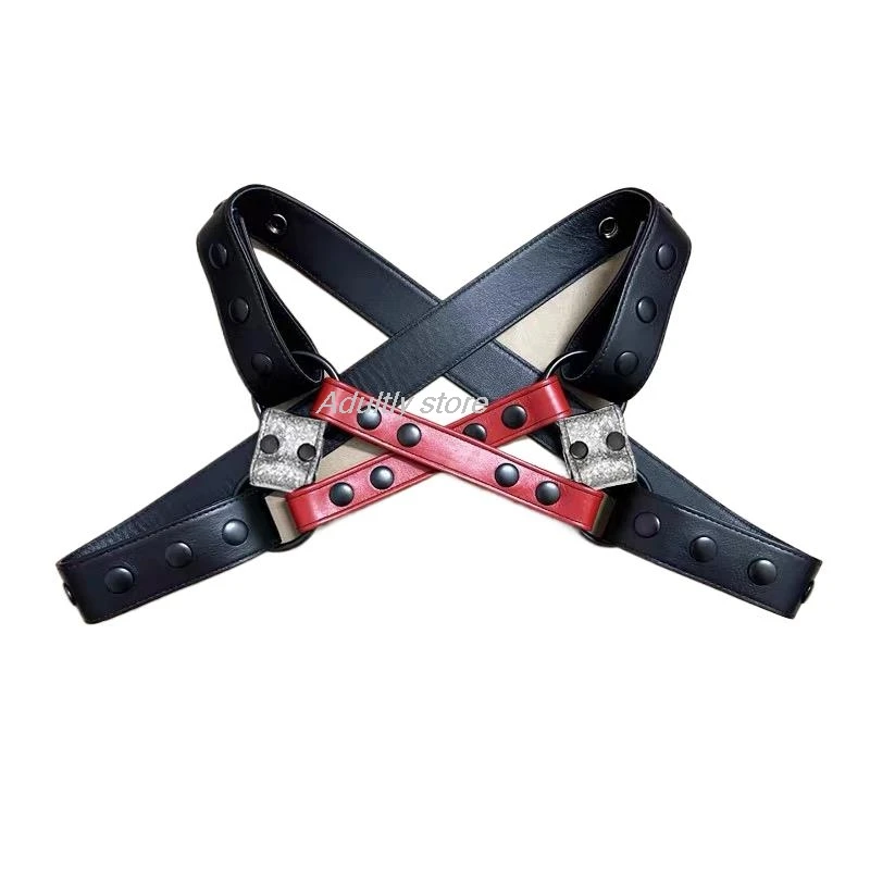 Sexy harness men Genu Leather BDSM Bondage Chest Harness Corset Fashion Leather Lingeire Erotic Hombre Hollow Gay Clothing