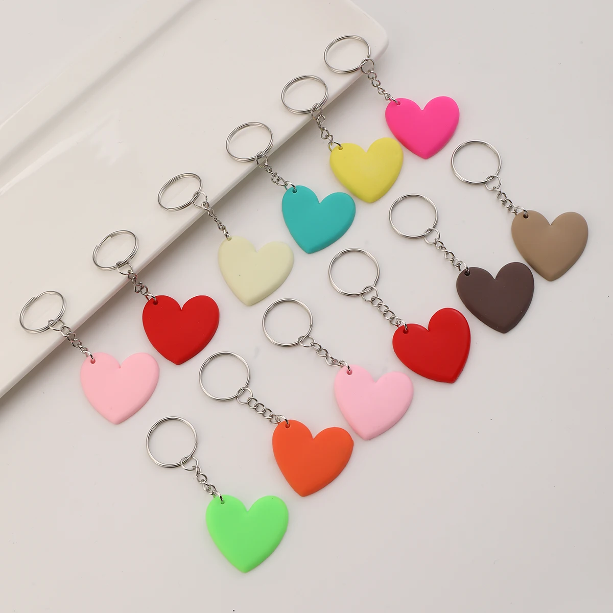 

12pcs PVC Heart Keychain Cute Fashion women Key Chain Ring Bag Backpack Charm Birthday Valentine's Day Party Decor Gift