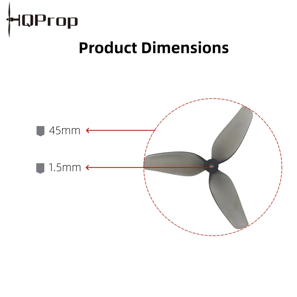 HQProp 45mm 1.8×1.2×3 Three-Blade Propeller 1.5mm Hole Distance 2CW 2CCW Suitable for FPV Racing Drone DIY Model Accessories