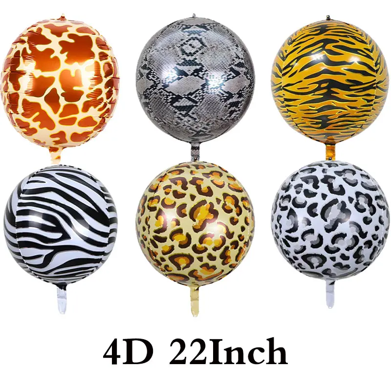 4D جولة الحيوان طباعة احباط بالون الحيوانات البرية زيبرا النمر الفهد طباعة بالونات الغابة مغامرة الاستوائية حزب عيد ميلاد ديكور