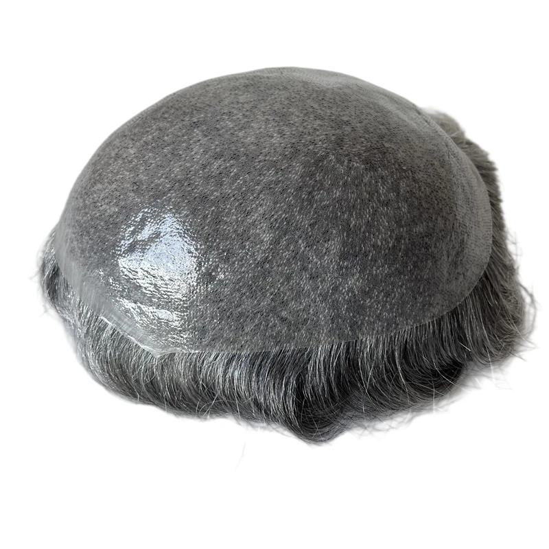 Malezyjskie dziewicze ludzkie włosy # 1b60 Biały Tupecik z Ludzkich Włosów na Podłożu PU 8x10 Węzłów dla Europejskich Mężczyzn