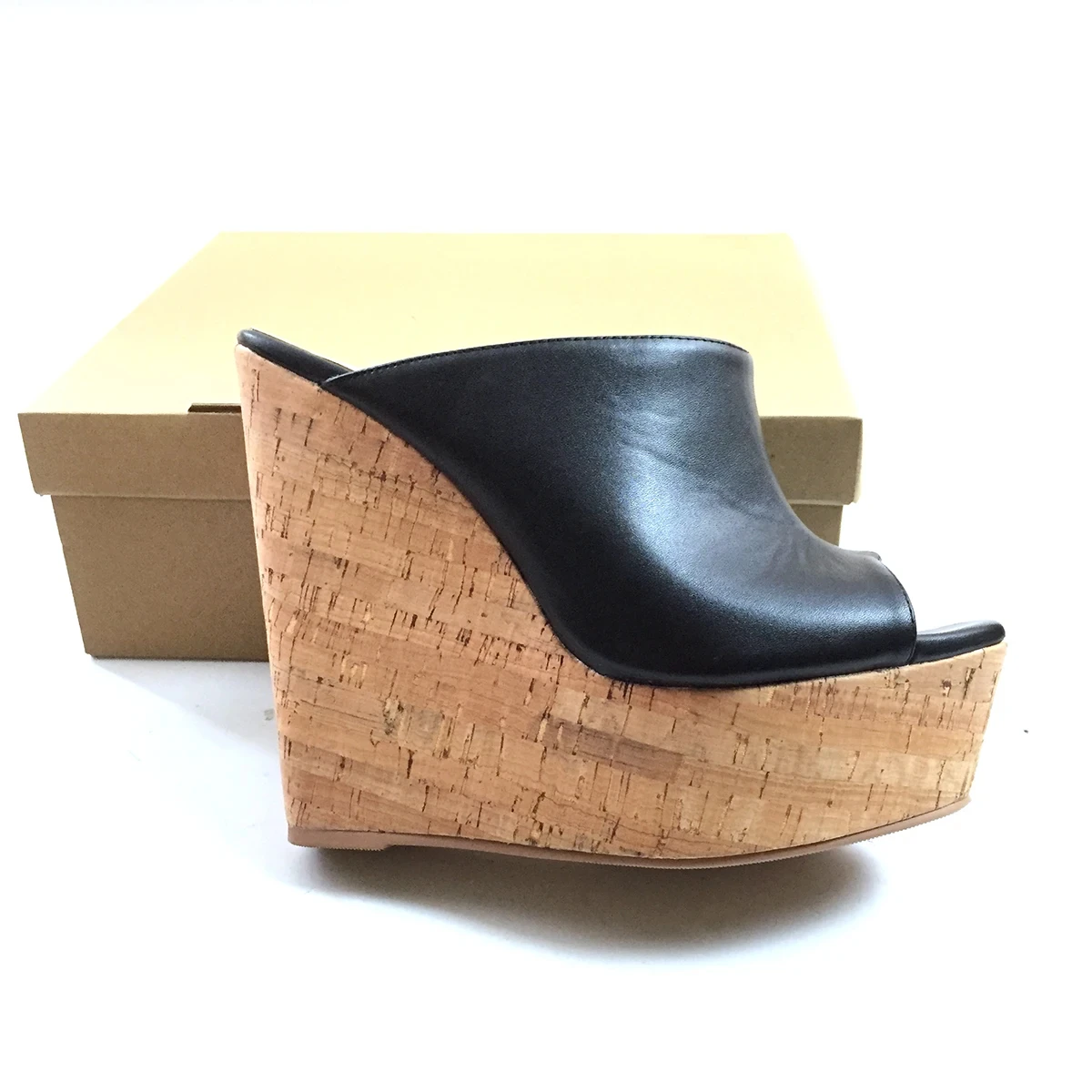 Sandalias de cuña con punta abierta para mujer, zapatos de plataforma altos, calzado informal sin cordones, color negro, personalizado, Verano