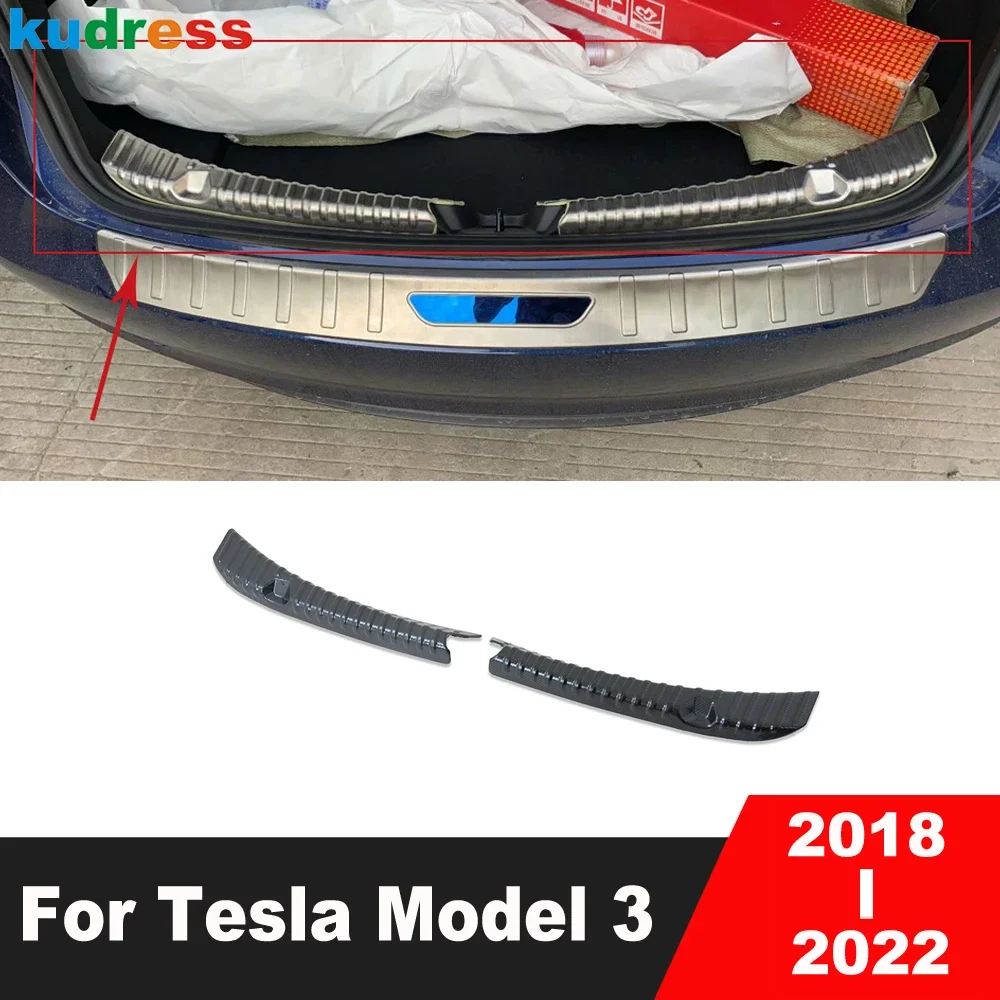 Rear Trunk Bumper Cover Trim For Tesla Model 3 2018 2019 2020 2021 2022 Car Tailgate Door Sill Plate Protector Guard Accessories