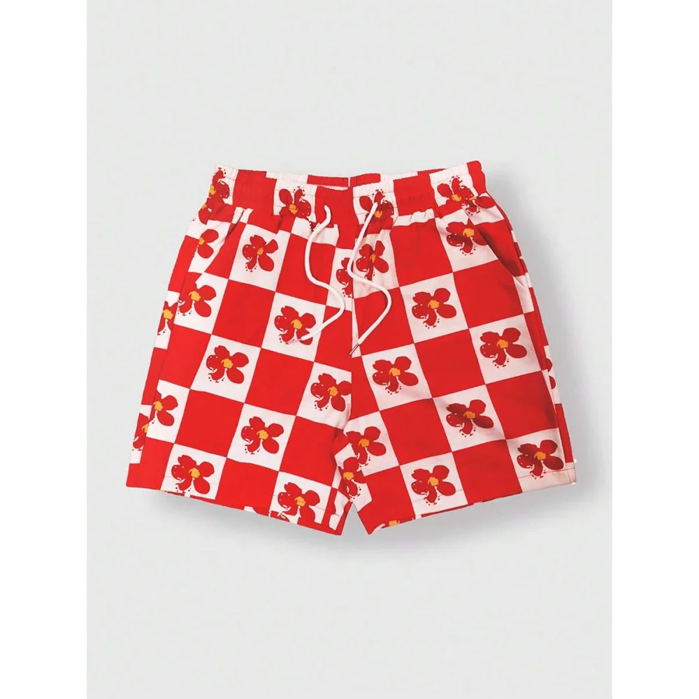 

Мужские модные свободные повседневные шорты в клетку с пляжным принтом для летних каникул, с карманом на шнурке и быстросохнущими свойствами