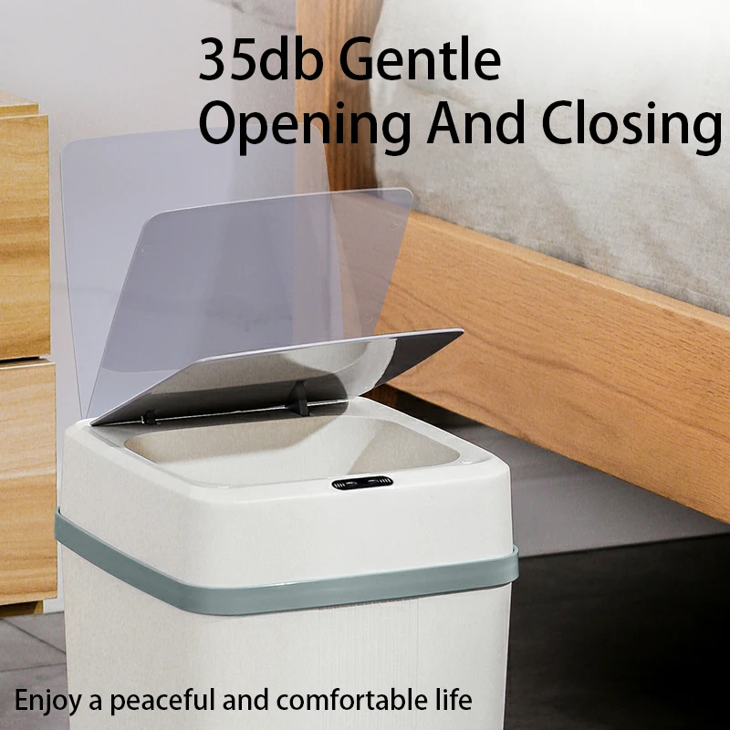 سلة قمامة ذكية مقاومة للماء سعة 18 لترًا مع مستشعر تلقائي، للمطبخ/الحمام/الداخلي