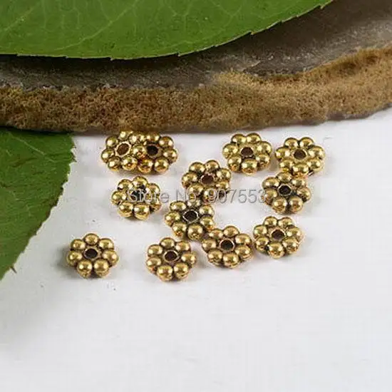 

100pcs 6mm Dark Gold-tone Daisy Flower Spacer Beads H1991 Beads for Jewelry Making