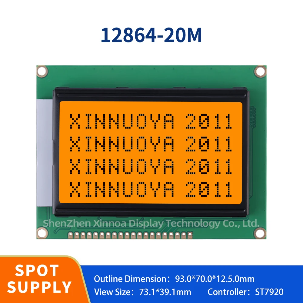 Source Manufacturer Lcm12864-20M Font St7920 Orange Light Black Font 5V/3.3V Send Program Lcm12864 Display Screen