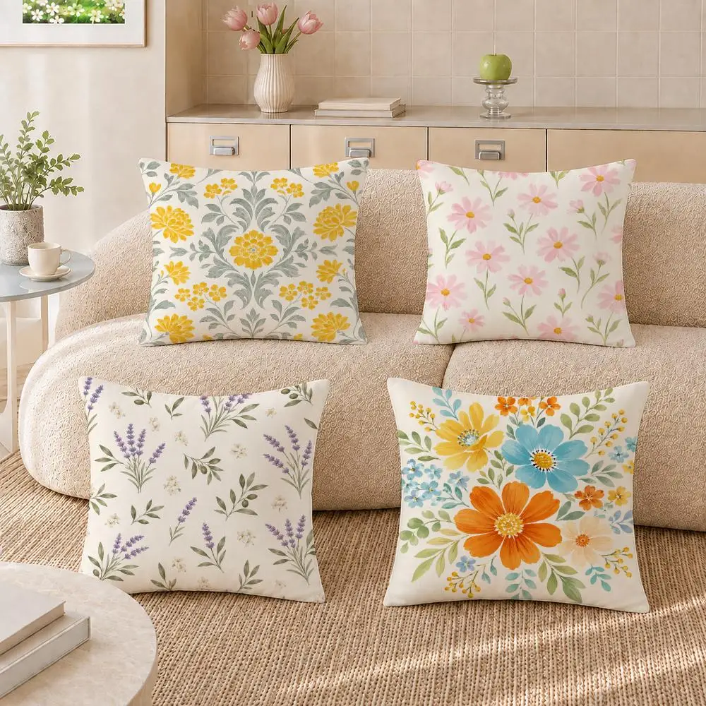 ins Fresh Cottage Floral Pattern Cushion Cover Pillowcase Sofa Living Room Home Gift Office Decor Protective Covers