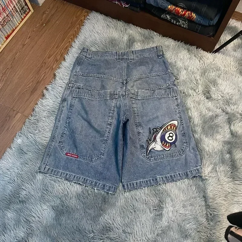 Shorts jeans retrô bordados para mulheres, estrela azul de cinco pontas, calça casual de hip-hop, rua americana, Y2K fino, traf