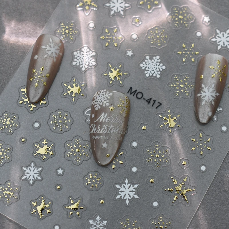 Autocollant brillant pour Nail Art, décoration de manucure, motif arc de noël, arbre de noël, démontrent de neige, dos adhésif, à faire soi-même