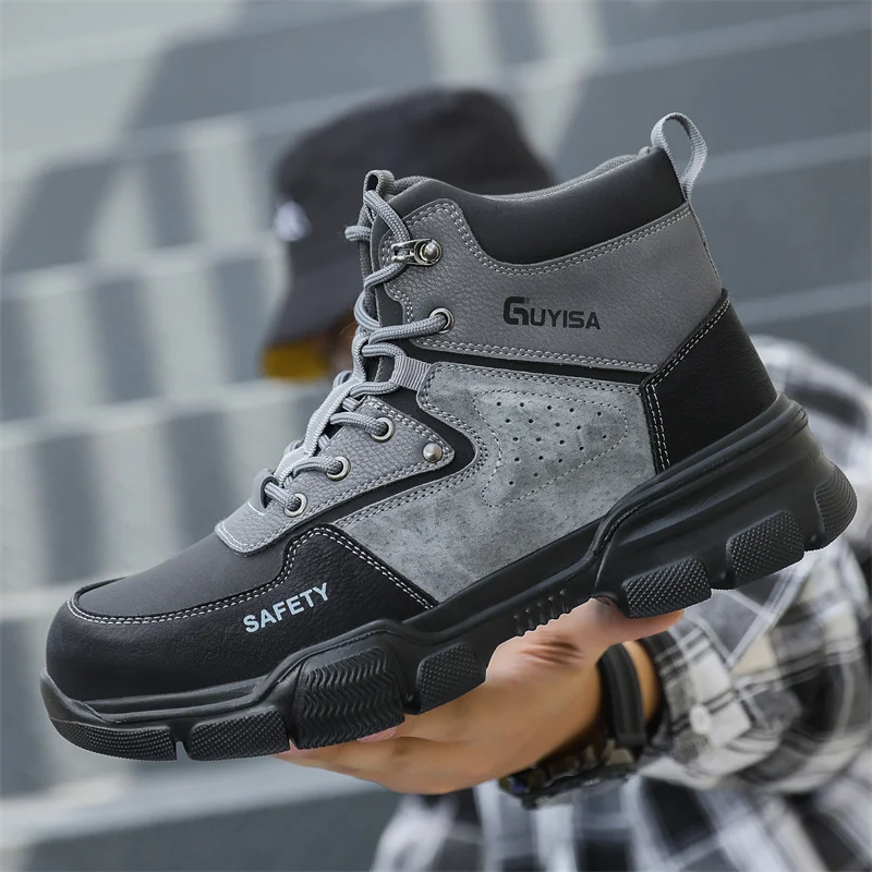 New Splicing Steel Toe Cap Boots Indestructible Prevent Smashing And Nails Safety Wrok Boots For Men Male Footwear Shoes