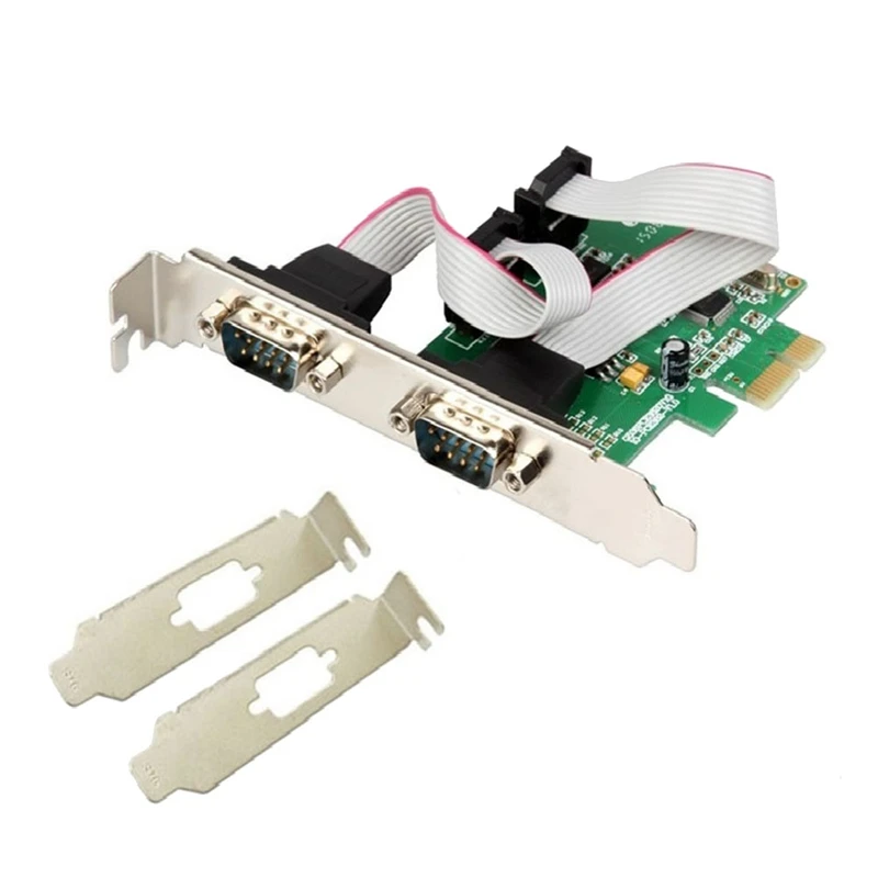 

PCI Express 2 Ports Serial Card RS232 Com Db9 Controller Card PCI-E 1.0 X 1 WCH382 Chip With Low Profile Bracket