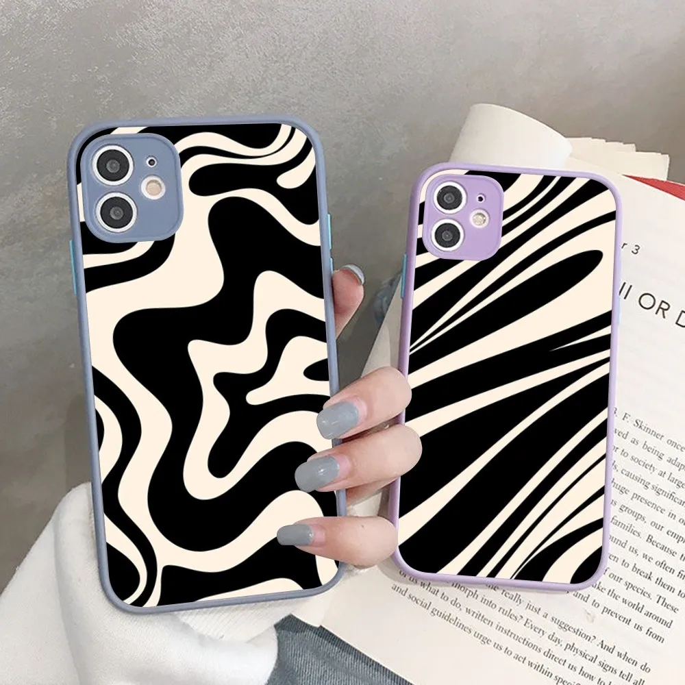 Abstract Swirl Pattern Phone Case for iPhone 14 11 12 13 Mini Pro Max 8 7 Plus X XR XS MAX Translucent Matte Cover