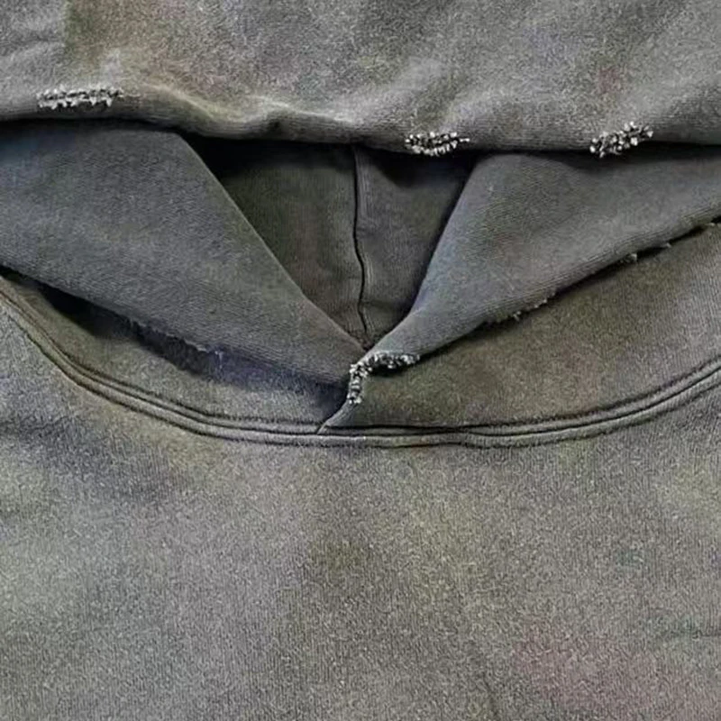 الخريف الشتاء الكلاسيكية الهدف الطباعة سانت هوديي مقنعين الرجال النساء شارع العليا خمر غسلها الأسود التالفة ثقب البلوفرات