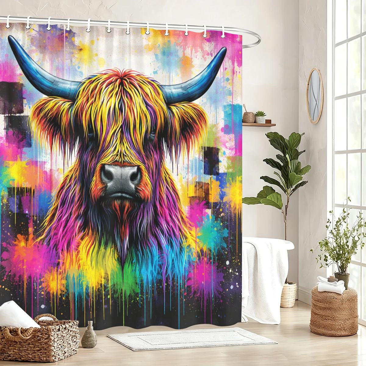 

Vibrant Art Pattern Polyester Shower Curtain - Stylish Bathroom Decor, Artistic Bath Curtain for Home with Creative Designs