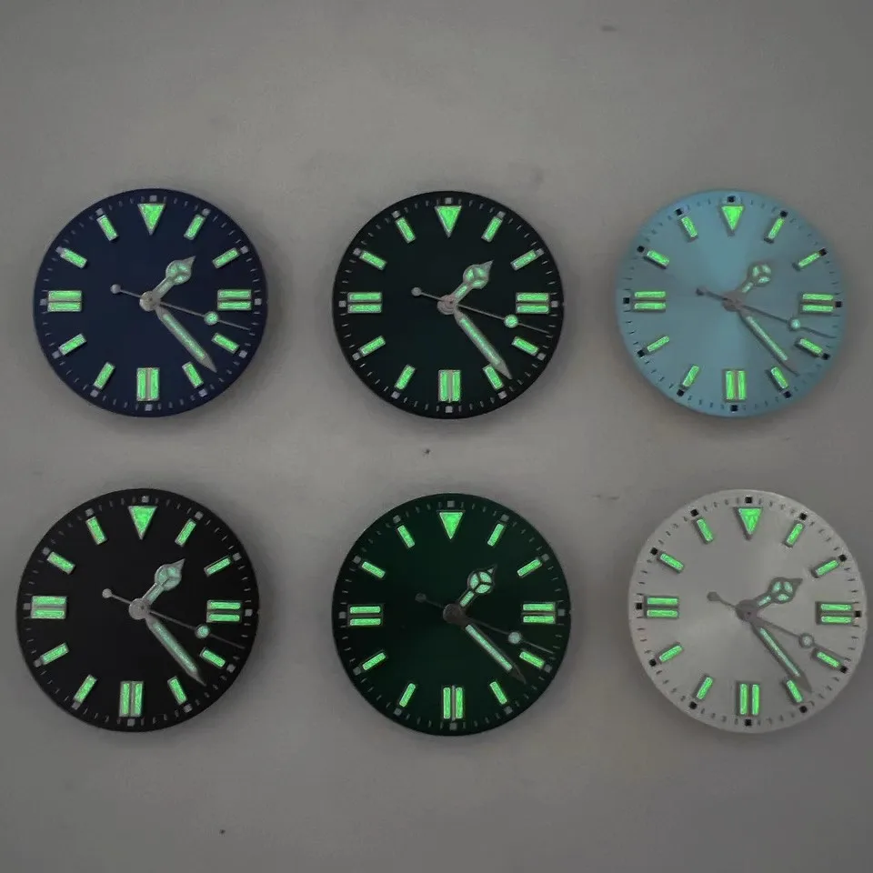 28.5MM  Watch Dial+Needle Green Luminous Face Hands For NH35/ NH36/4R/7S Movement Watch Accessories Repair Tools Seiko Parts