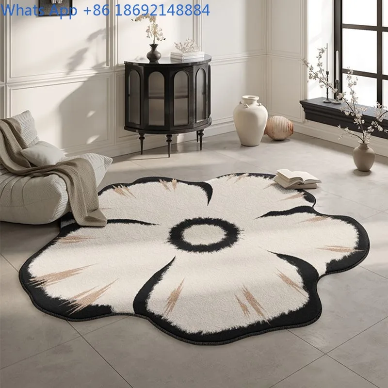 Carpet for Living Room Irregular Round Shape Bedroom Bedside Cloakroom Dressing Table Floral Rug