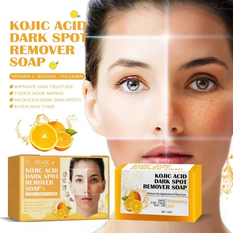 Sdotter New Kojic Acid Lightens Dark Spots Soap remover acne Whitening Bleaching exfoliating Soap Cleaning Pores Brighten Skin c