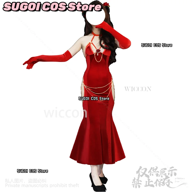 أنيمي مثير عارية الذراعين المرأة مساء فستان أحمر لوليتا أنيقة حورية البحر مطابقة مأدبة حفلة موسيقية Bodycon لفتاة امرأة لعب الأدوار