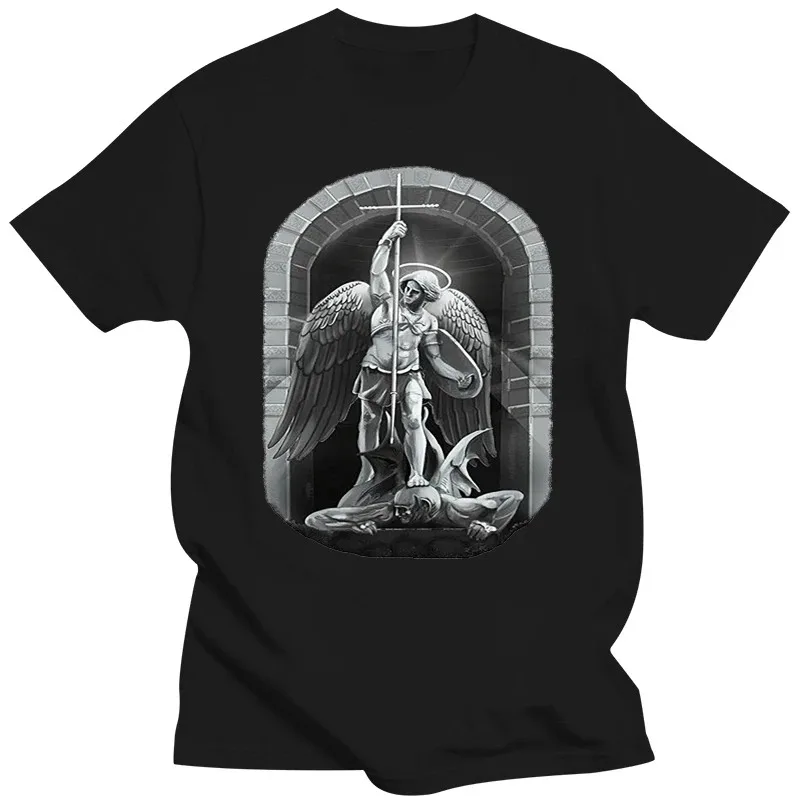 Designer T Shirts Men Crew Neck Fashion Short Archangel Michael T Shirts Screen Print Wet T Shirt Man Cotton Short Sleeve Summer