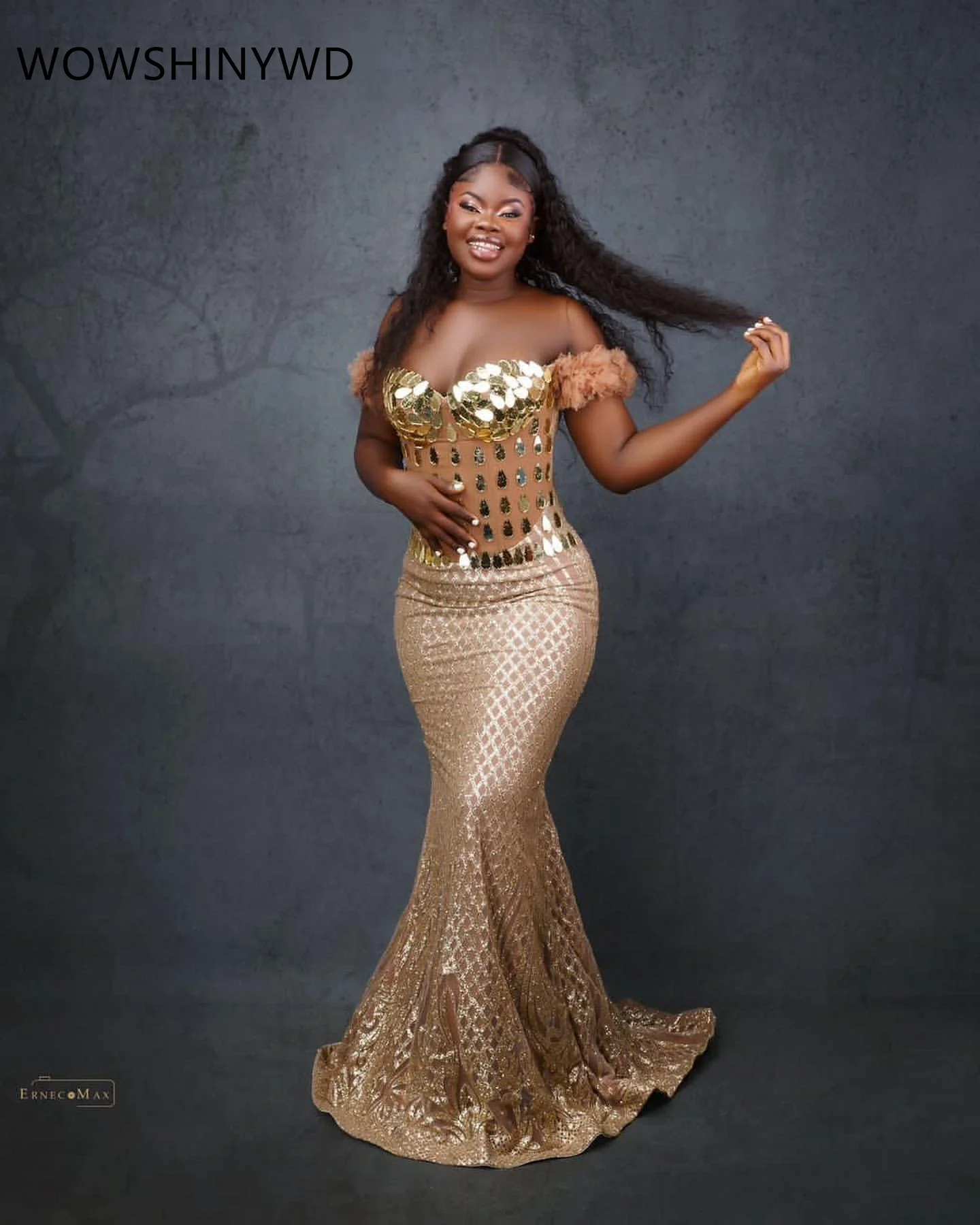 2024 Aso Ebi Gold Mermaid Prom Dresses Crystals Beaded Evening Formal Party Second Engagement Birthday Gowns Dresses ZJ112