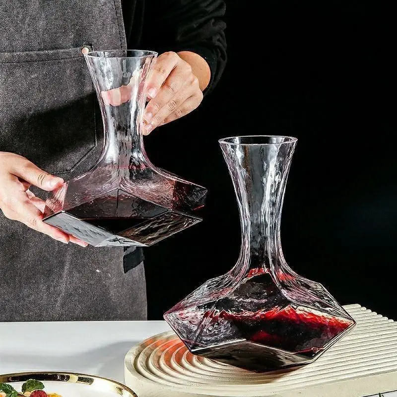 New home decanter red wine cup set crystal goblet wine glass geometric European light luxury