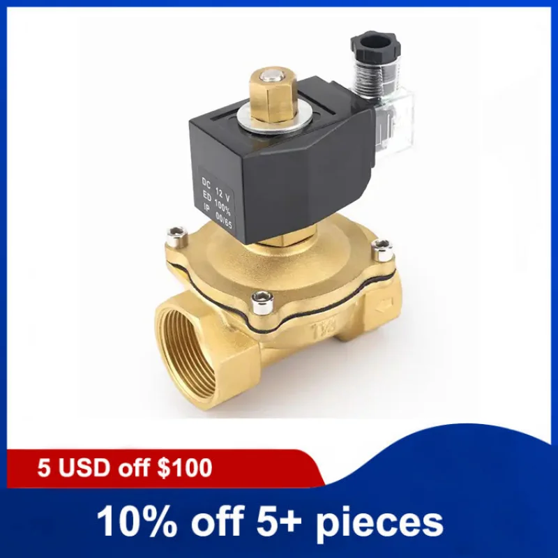 1/2 inch Brass Normally Open Solenoid Valve 220V 12V 24V Direct Acting Waterproof Solenoid Valve with LED Light