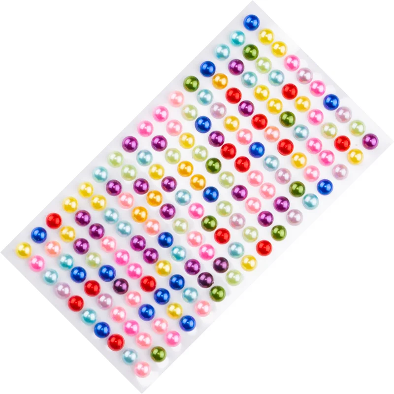 6mm Flatback Acrylic Pearl Stickers Sheets Kids DIY Decoration Toys Self Adhesive Scrapbooking Craft Decal Girls Earring Sticker