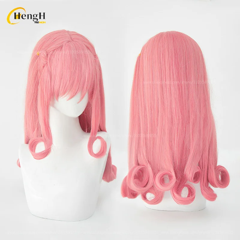 Peruca de Cosplay Sintética Anime para Mulheres, Adulto Anya Forger, Cabelo Encaracolado Rosa Longo, Headwear, Resistente ao Calor, Perucas de Festa, Em Estoque, 58cm