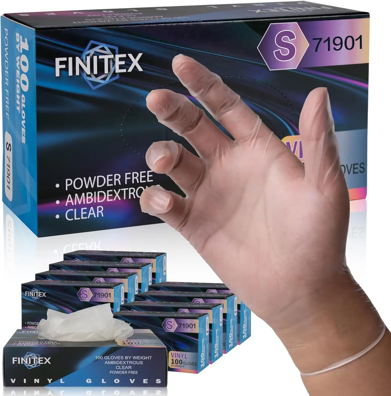 

Disposable Clear Vinyl Gloves, Latex-Free & Food Safe, Box of 100 or 1000 for Food Prep and Exams