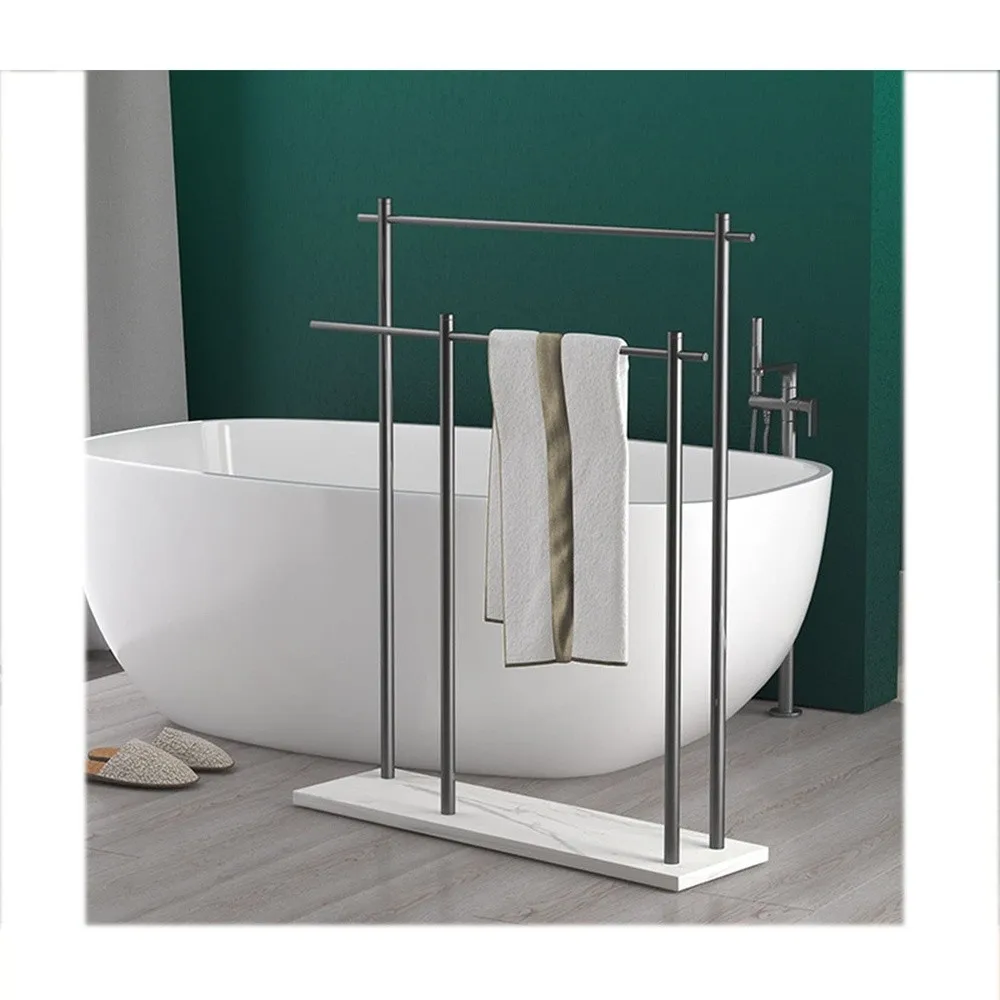 Freestanding Towel Rack 2 Tier Floor Towel Rack Standing Towel Rack Large Metal Organizer for Bath & Hand Towels