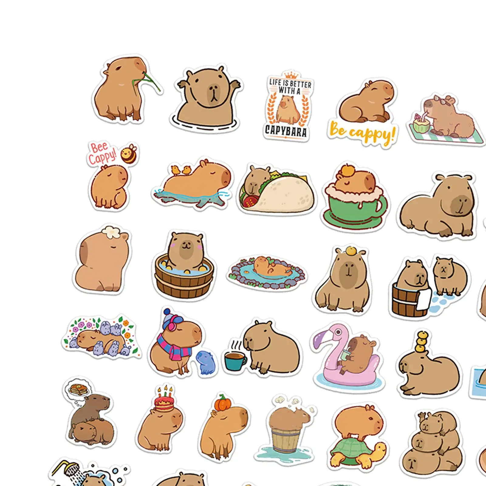 50Pcs Cartoon Stickers for Kids Cartoon Capybara Sticker Decals Cup Stickers